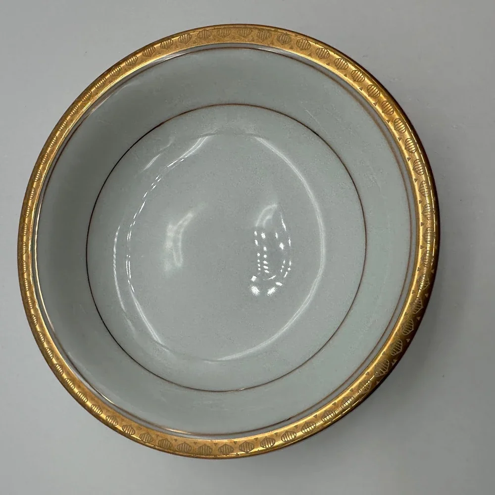 Noritake Richmond 6124 Fruit Bowls Gold Encrusted Rim White China Japan Set of 2